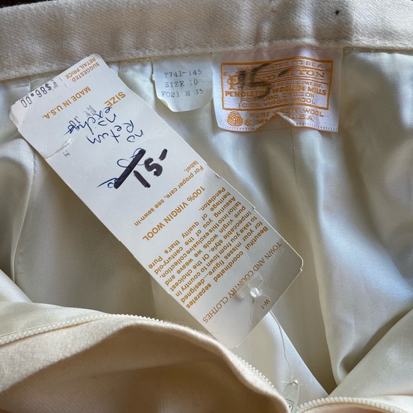 Vintage 70s NWT Pendleton Wool Trousers Slacks in Cream, 28” Waist, Deadstock - Picture 4 of 5